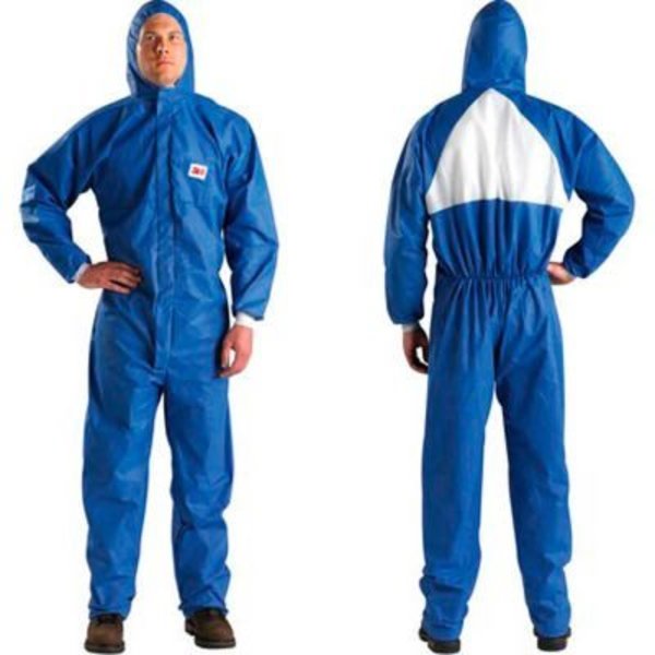 3M 3M„¢ Disposable Coverall, Knit Cuffs, Attached Hood, Blue, Medium, 4530-BLK-M, 25/Case 7000109034